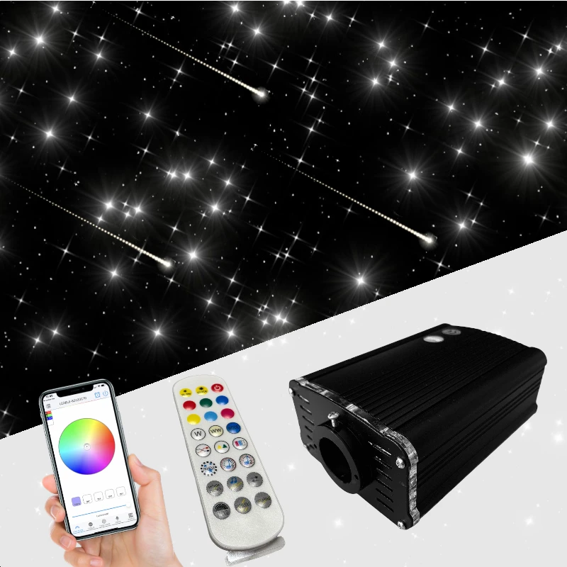 Kit Fibre Optique Ciel étoilé 18W - 400 Points - 2-4m - LED Blanc Chaud - Neuf