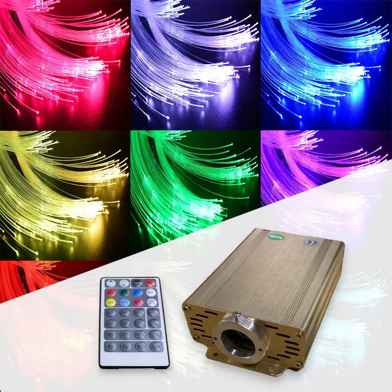 SUNKENET Ciel étoilé scintillant 16 W 550 pièces x 0,75 mm x 3 m Ciel étoilé Fibre optique RGBW Application Bluetooth Télécommande LED Fibre optique Lumière pour voiture/plafond/théâtre